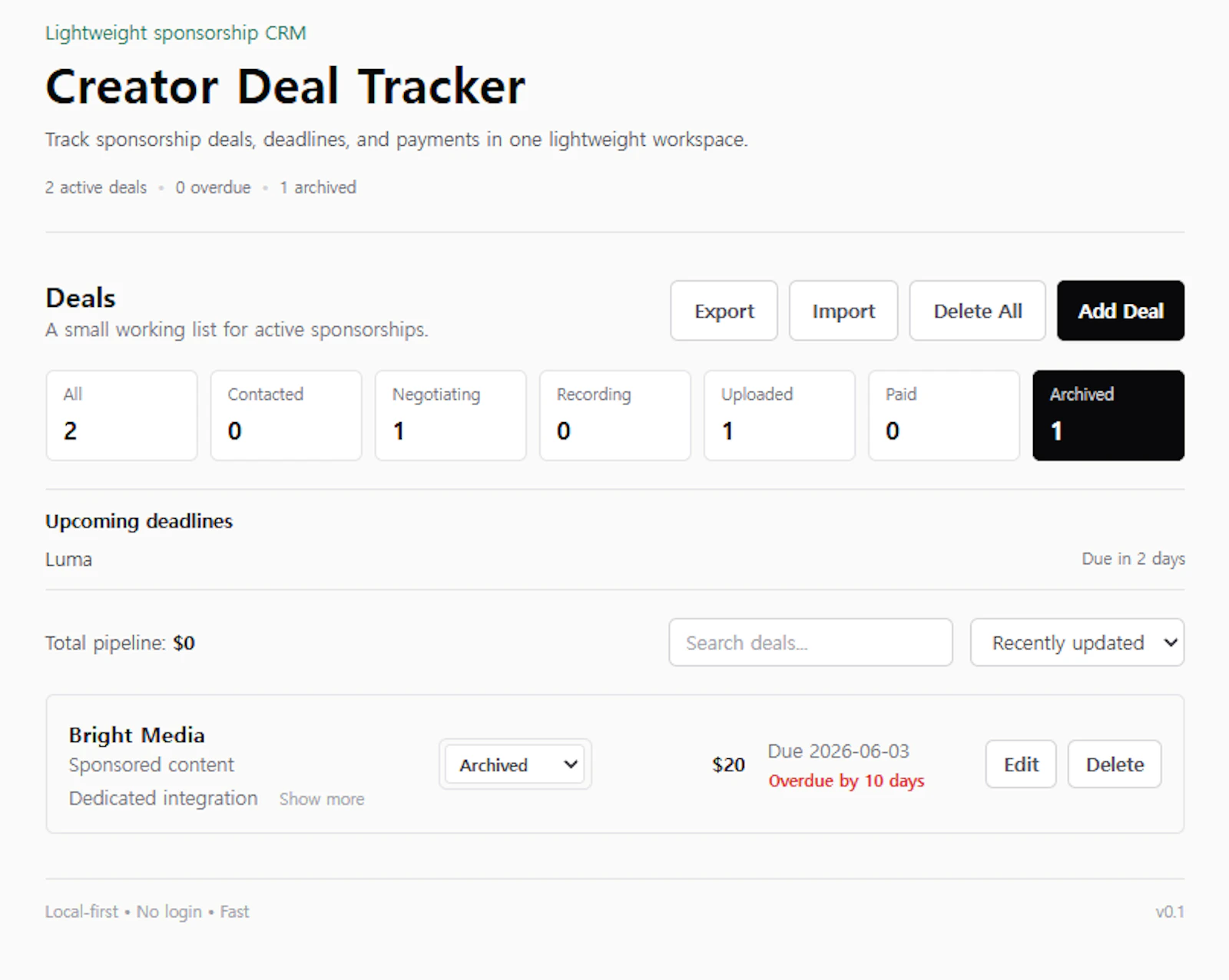 Creator Deal Tracker screenshot 3
