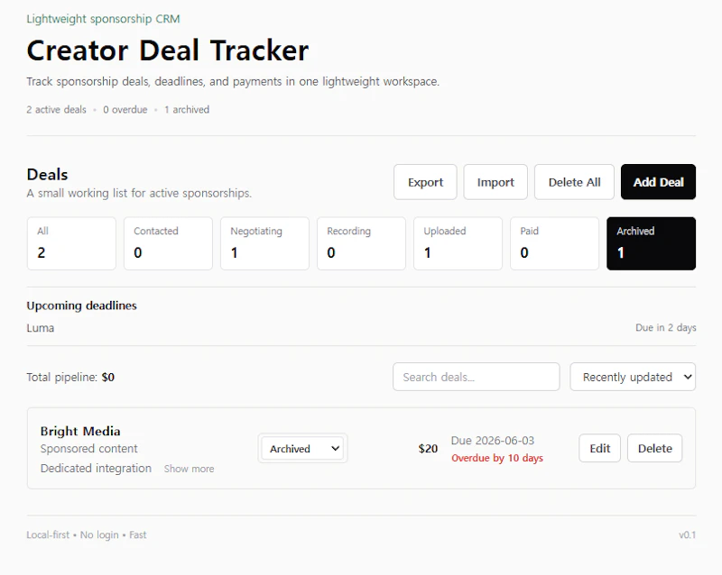 Creator Deal Tracker screenshot 3