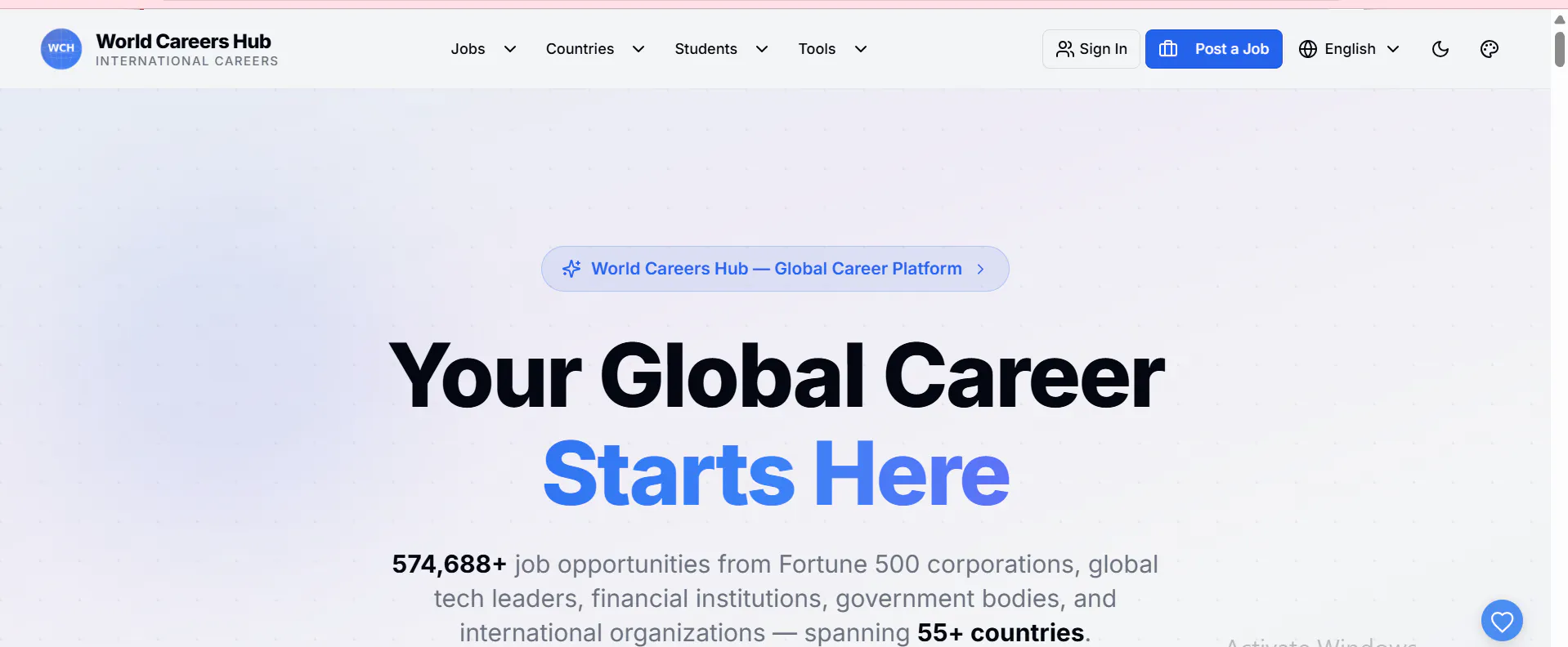 World Careers Hub 專案橫幅