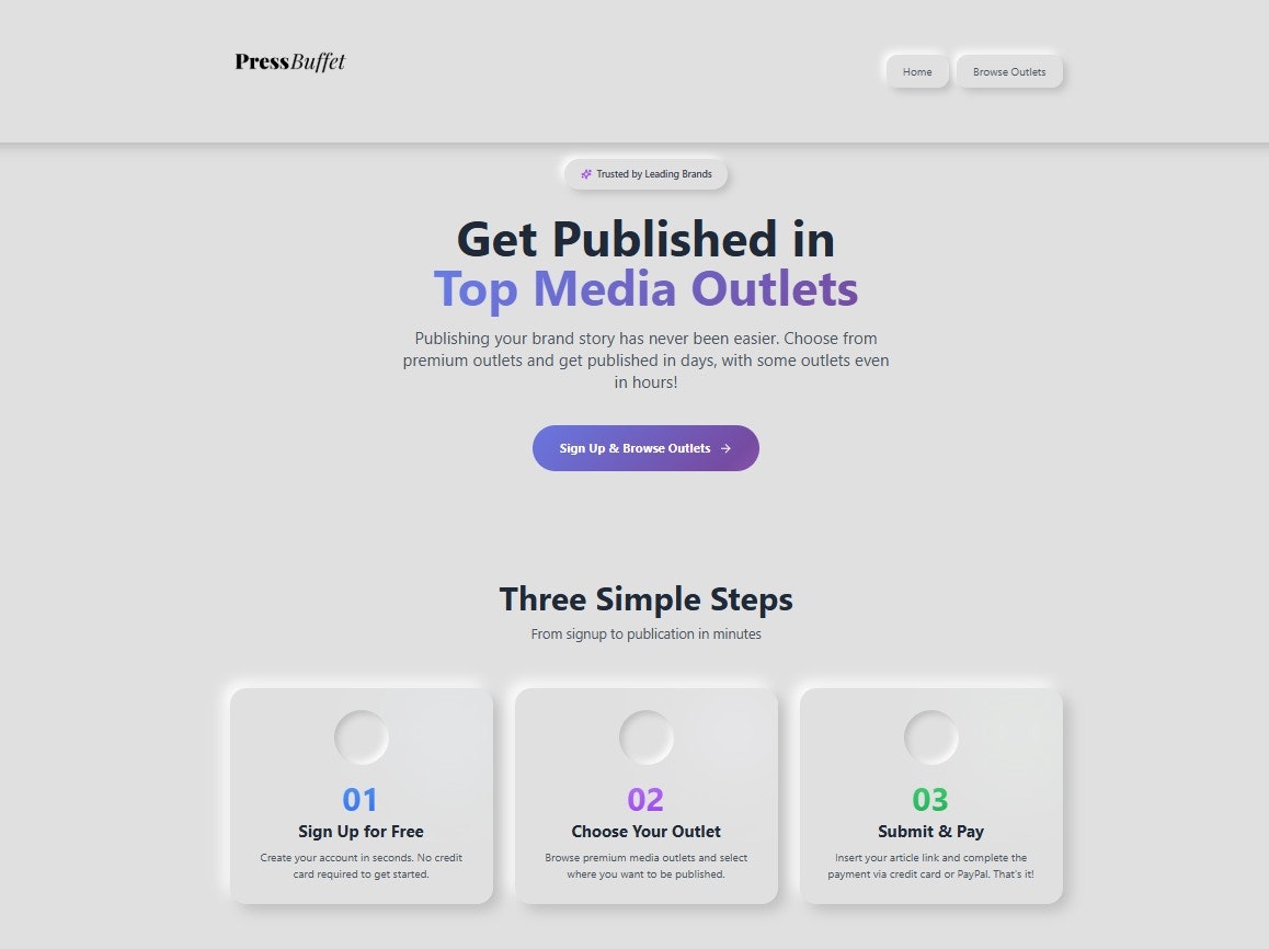 PressBuffet - Main screenshot showing features and interface