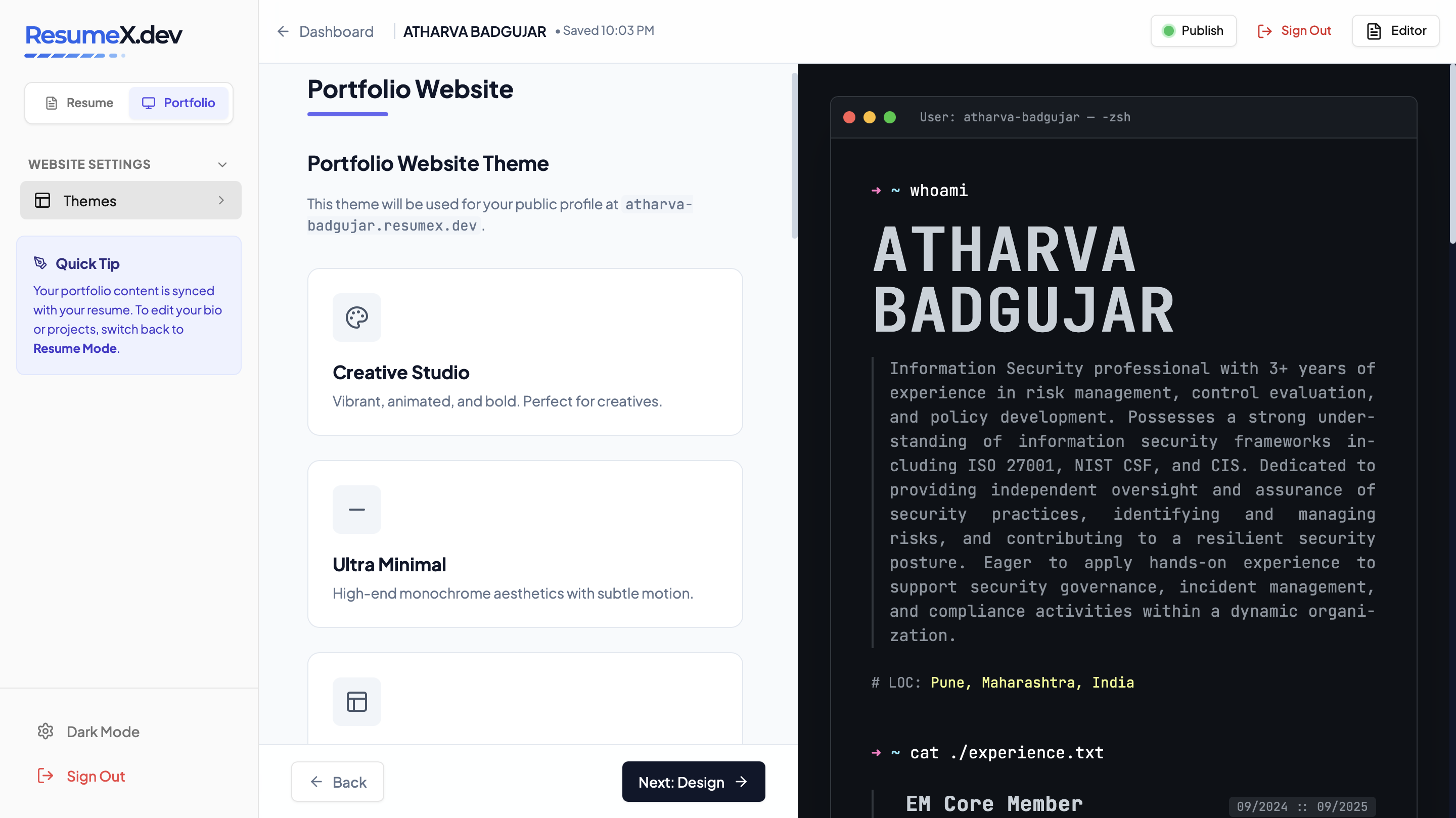 ResumeX - Screenshot 5 showing product features and functionality