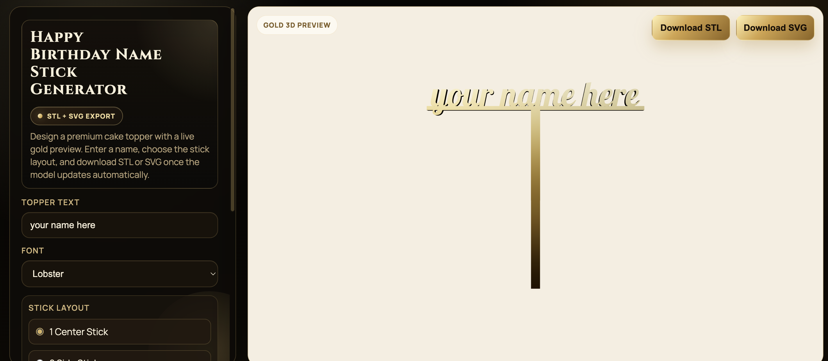 Happy Birthday Name Stick Generator