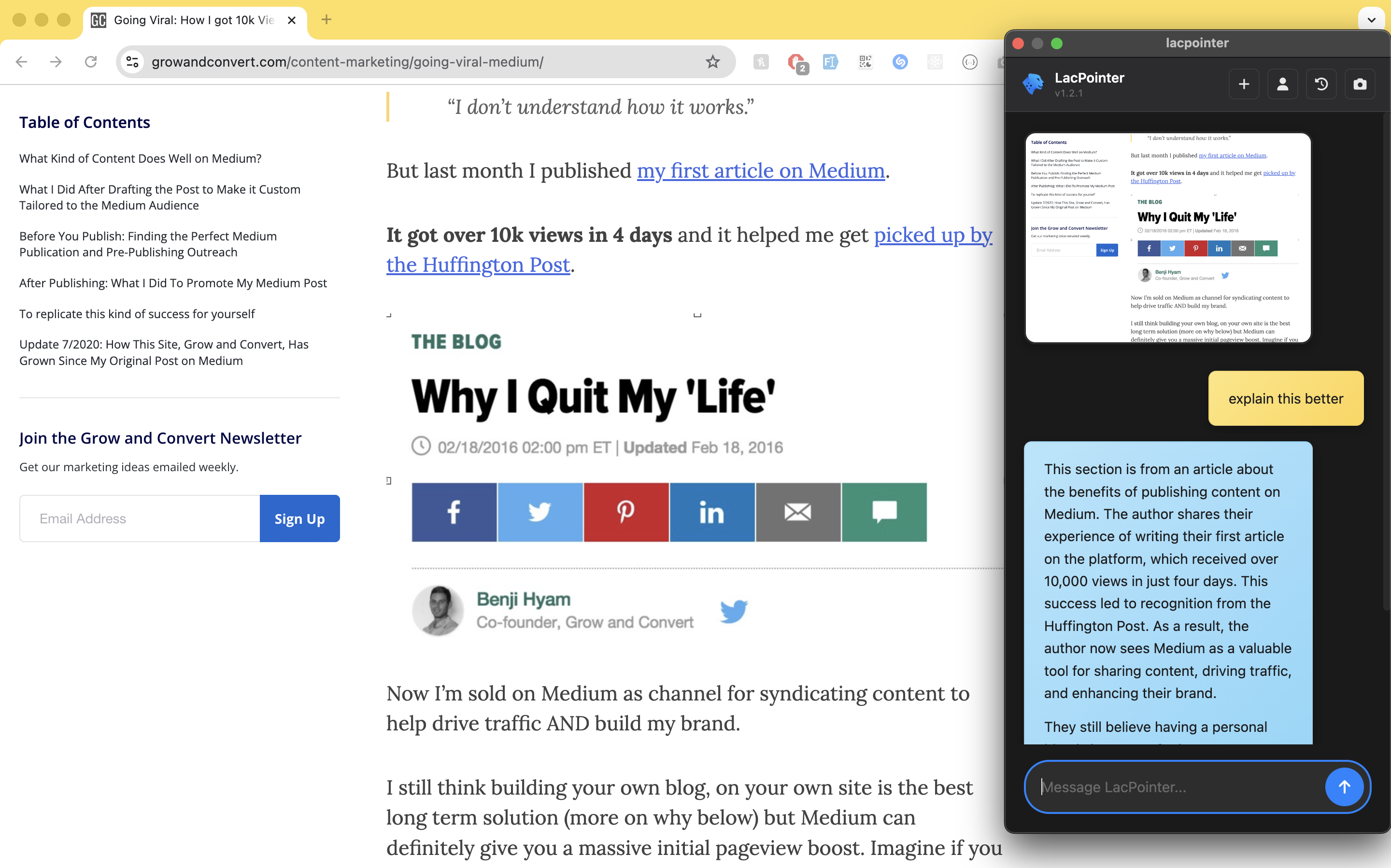 LacPointer - Screenshot 2 showing product features and functionality