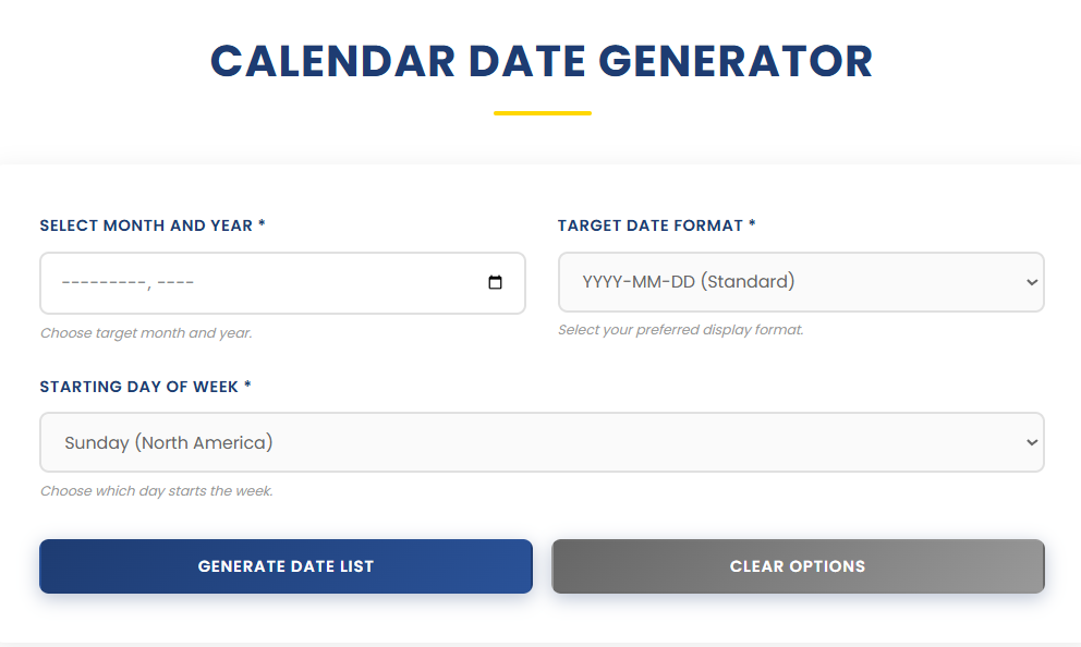 Calendar Date Generator | Ease Tools gallery image