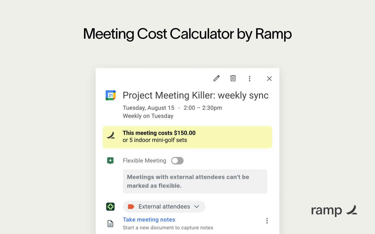 startuptile Meeting Cost Calculator, by Ramp-See how much each meeting costs directly in Google Cal