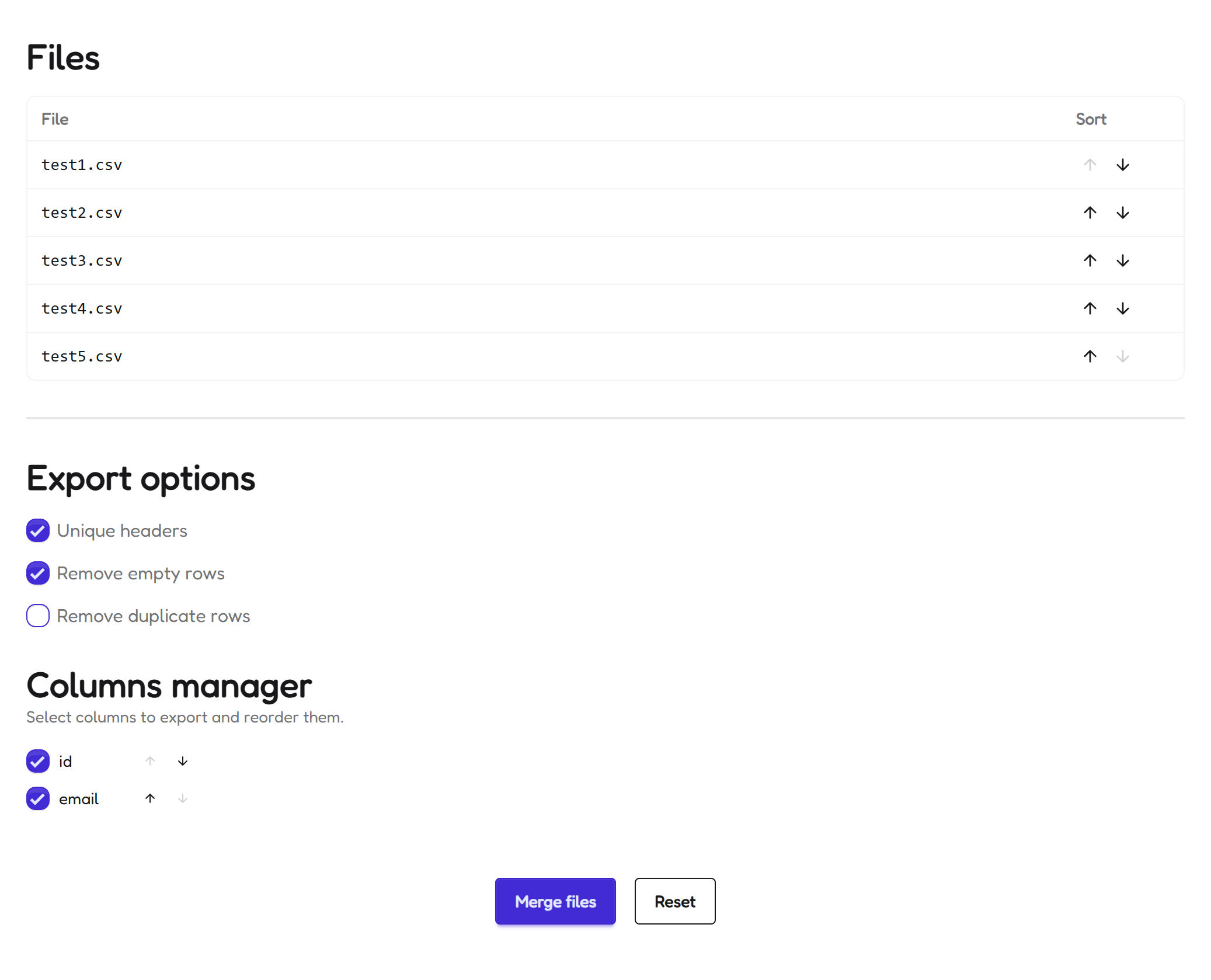 CSV Merger - Screenshot 2 showing product features and functionality