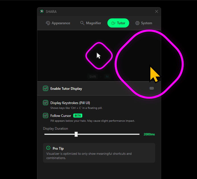 SHARA - Cursor Highlighter & Keystrokes - Screenshot 3 showing product features and functionality