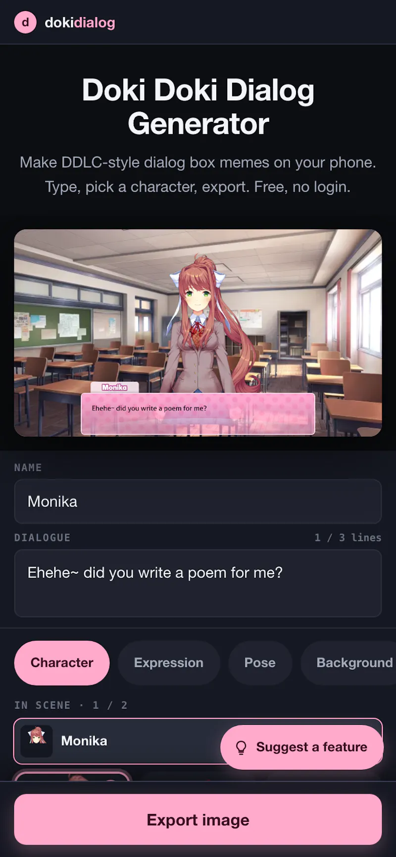 Doki Doki Dialog Generator screenshot 3