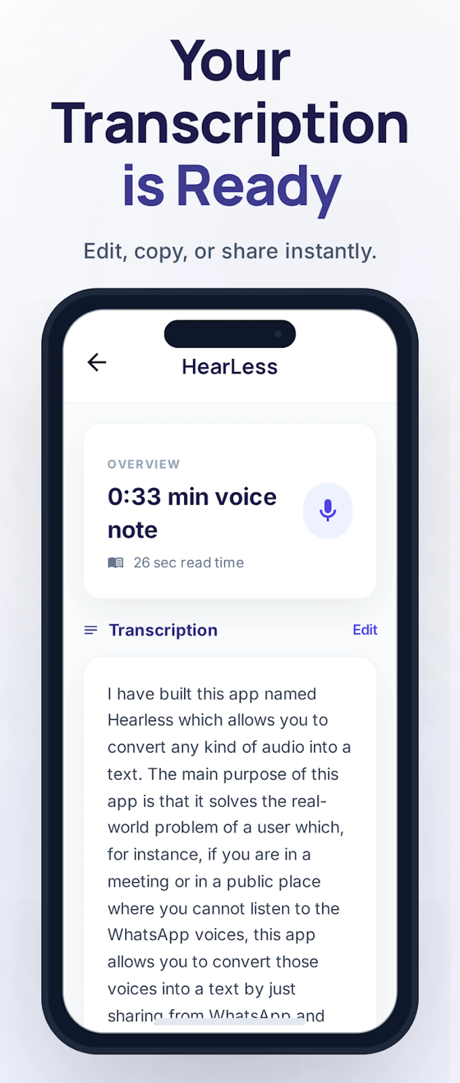 Hearless: Convert Whatsapp Voice to Text screenshot 3