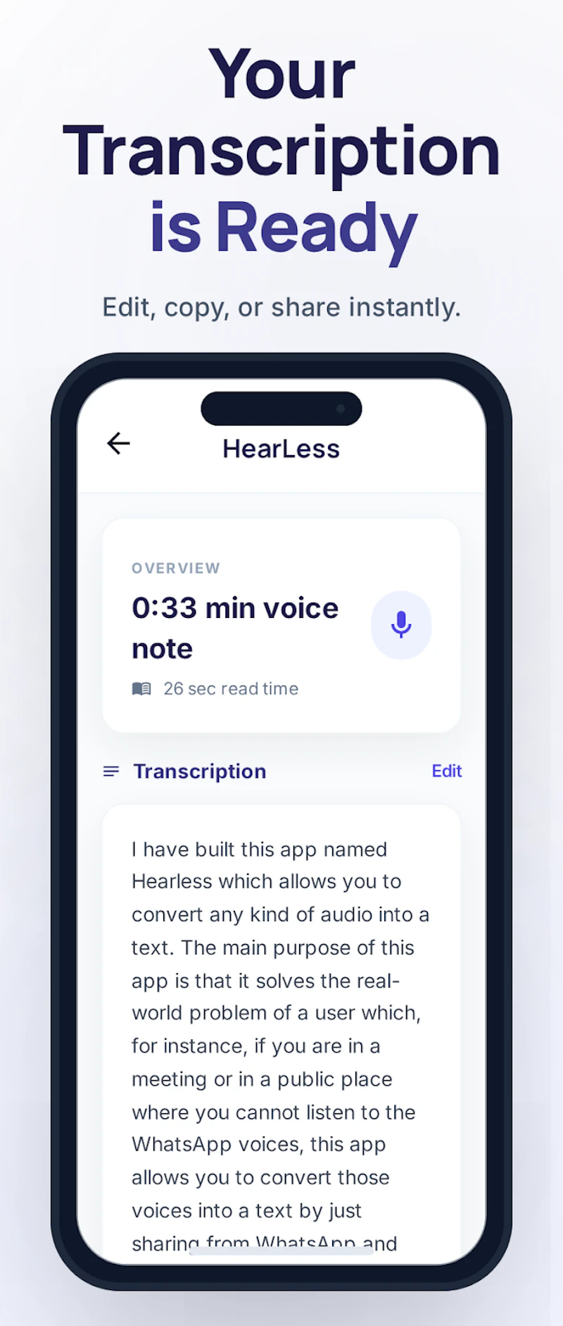 Hearless: Convert Whatsapp Voice to Text screenshot 3