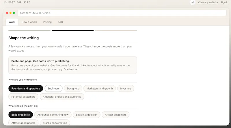 Post for Site screenshot 2