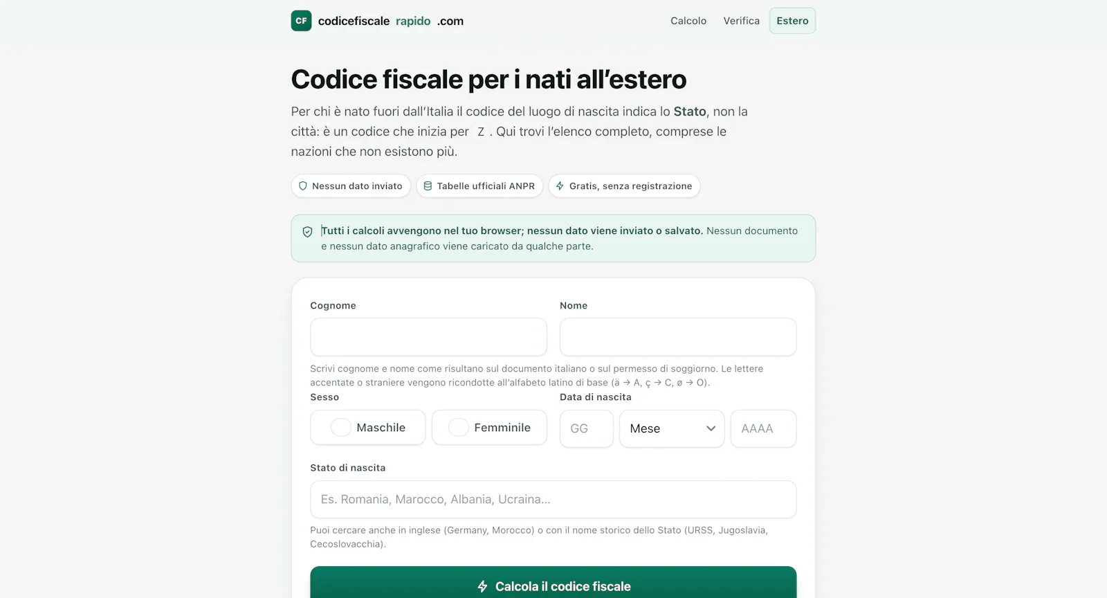 Calcolo codice fiscale online screenshot 3