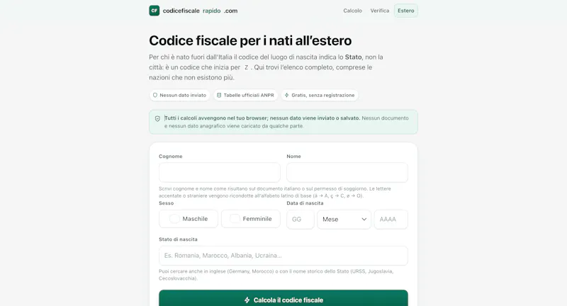 Calcolo codice fiscale online screenshot 3