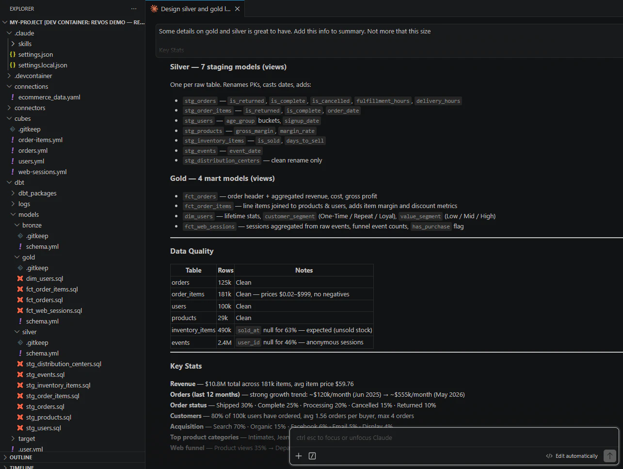 RevOS Data Engineering Agent 截图 2