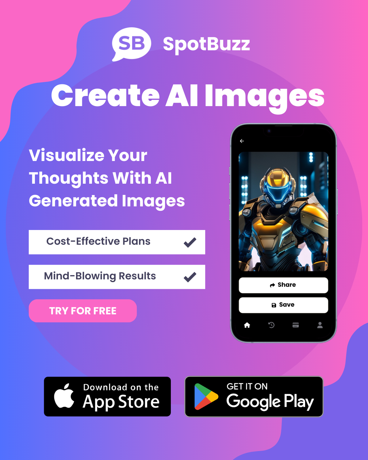 Spotbuzz - AI fotobewerking en bijschriften - Verbeter afbeeldingen, verfraai foto's, maak bijschriften en nog veel meer media 3