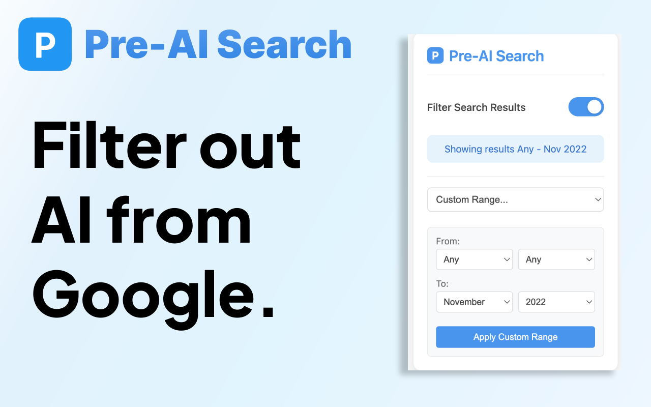 startuptile Pre-AI Search-Filter AI out of Google