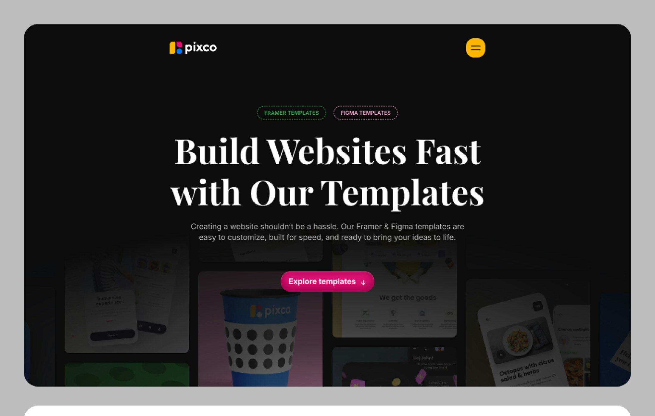 Pixco - Framer 및 Figma Templates의 원 스톱 상점 미디어 1