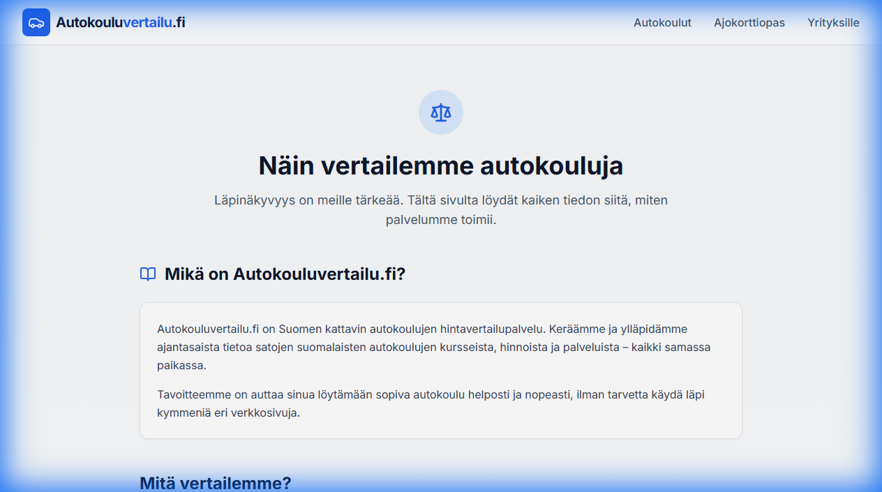 Autokouluvertailu.fi - Screenshot 3 showing product features and functionality