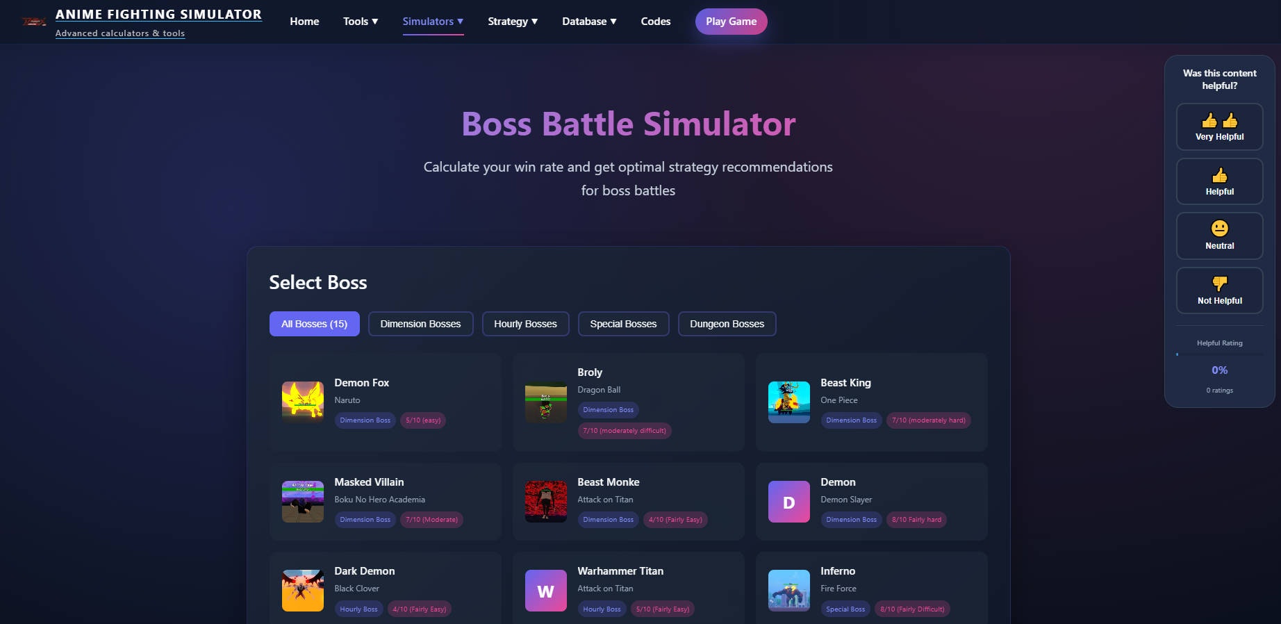 Anime Fighting Simulator Calculator gallery image