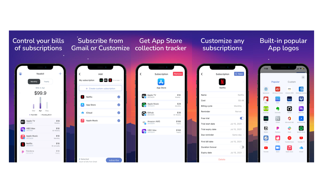 Neatbill-manage your subscriptions gallery image