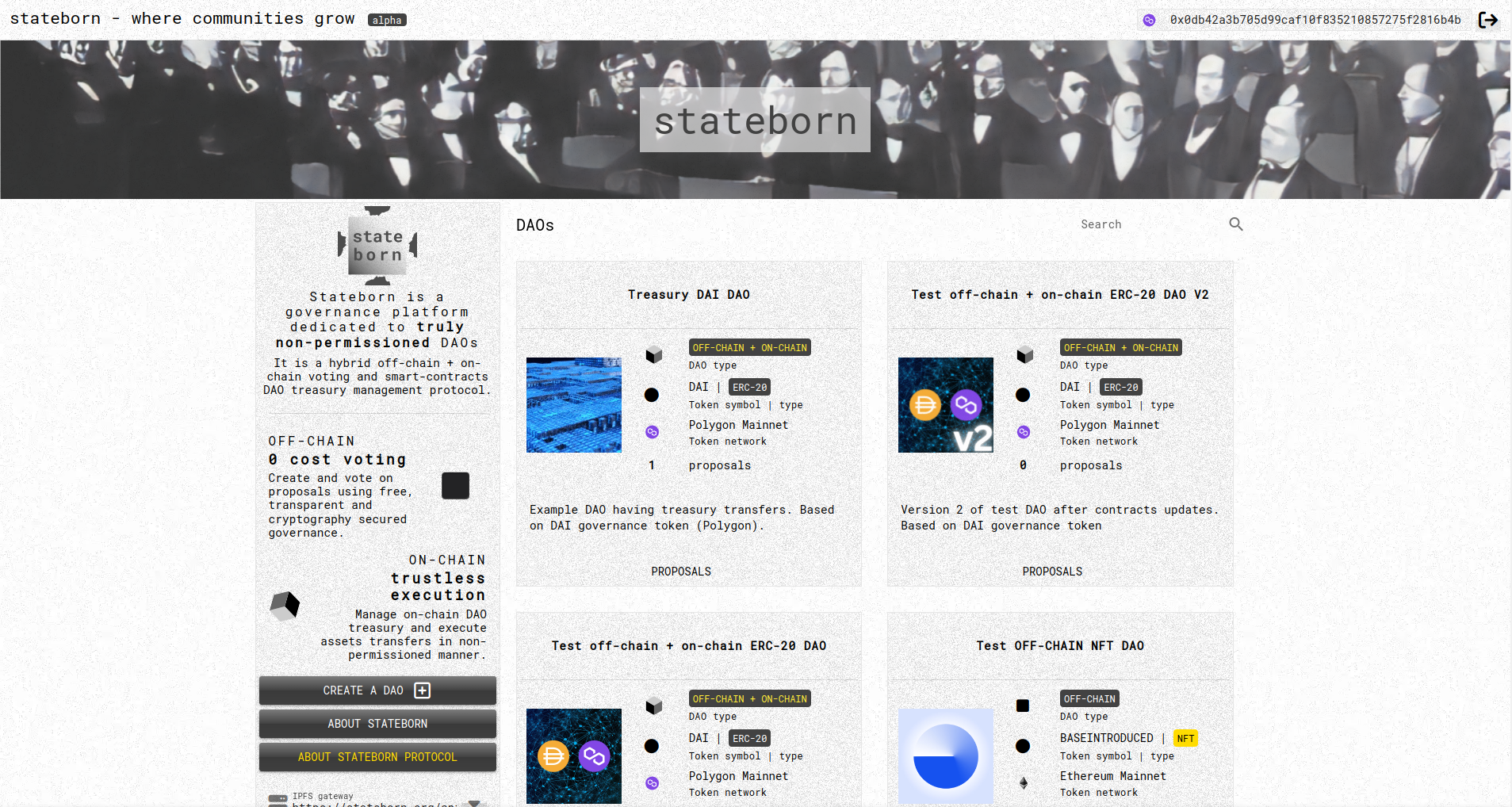 Stateborn- 커뮤니티가 성장하는 곳 - 새로운 하이브리드 오프 체인 온 체인 DAO 플랫폼 미디어 1