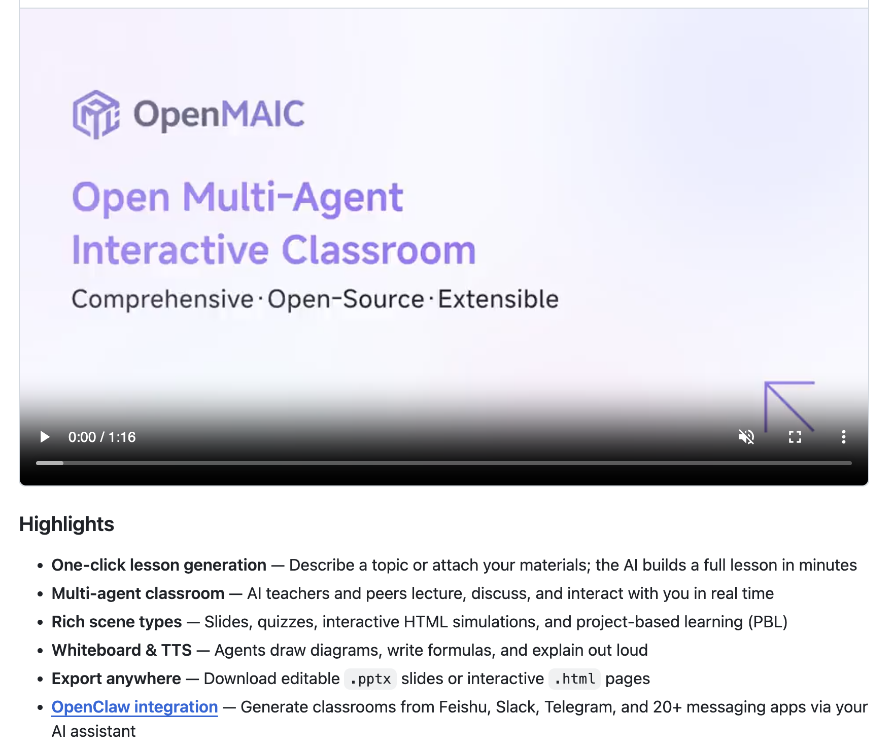 OpenMAIC: AI Interactive Classrooms gallery image