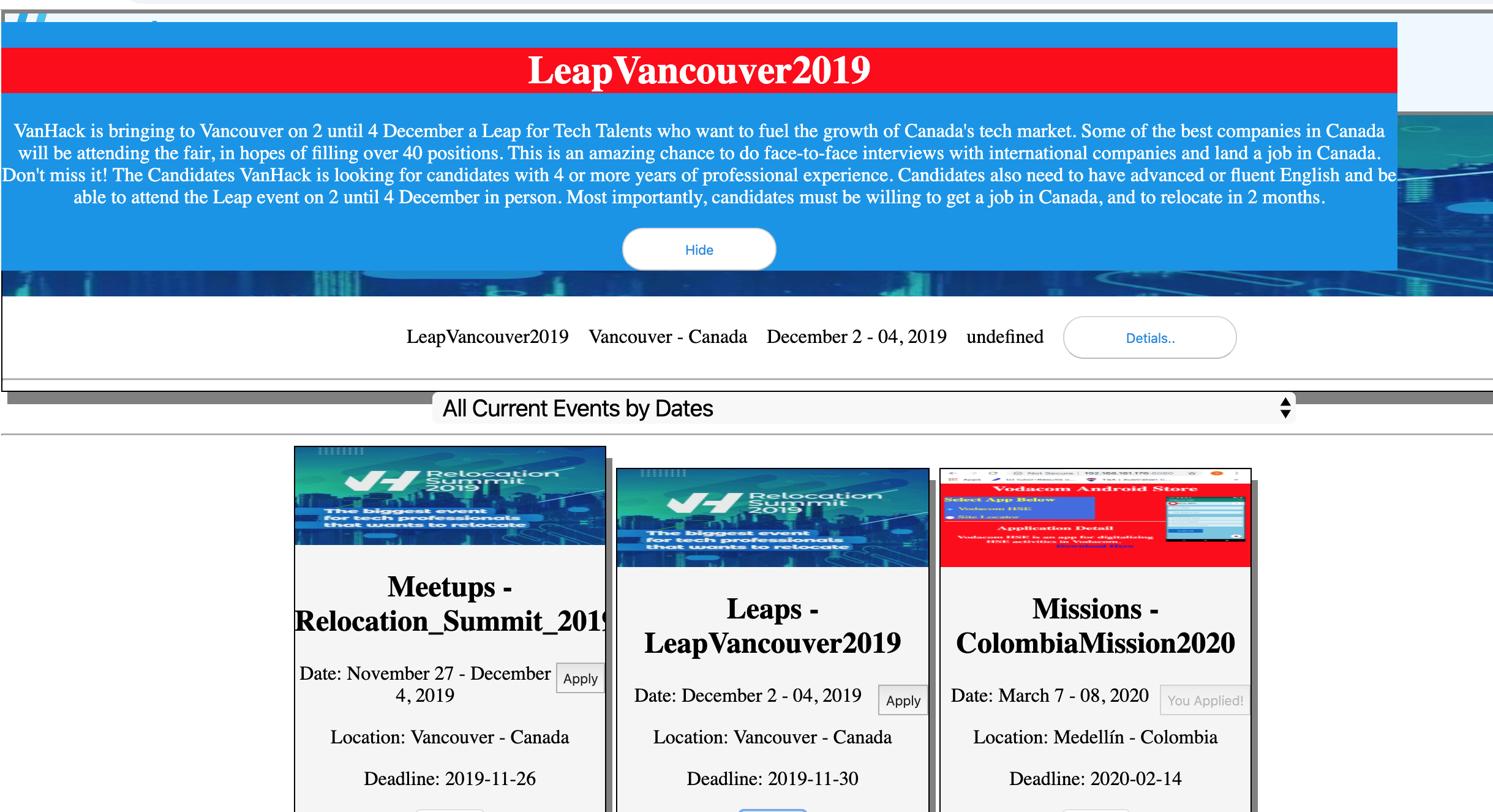 VanHackathon2019 - Calender Page gallery image