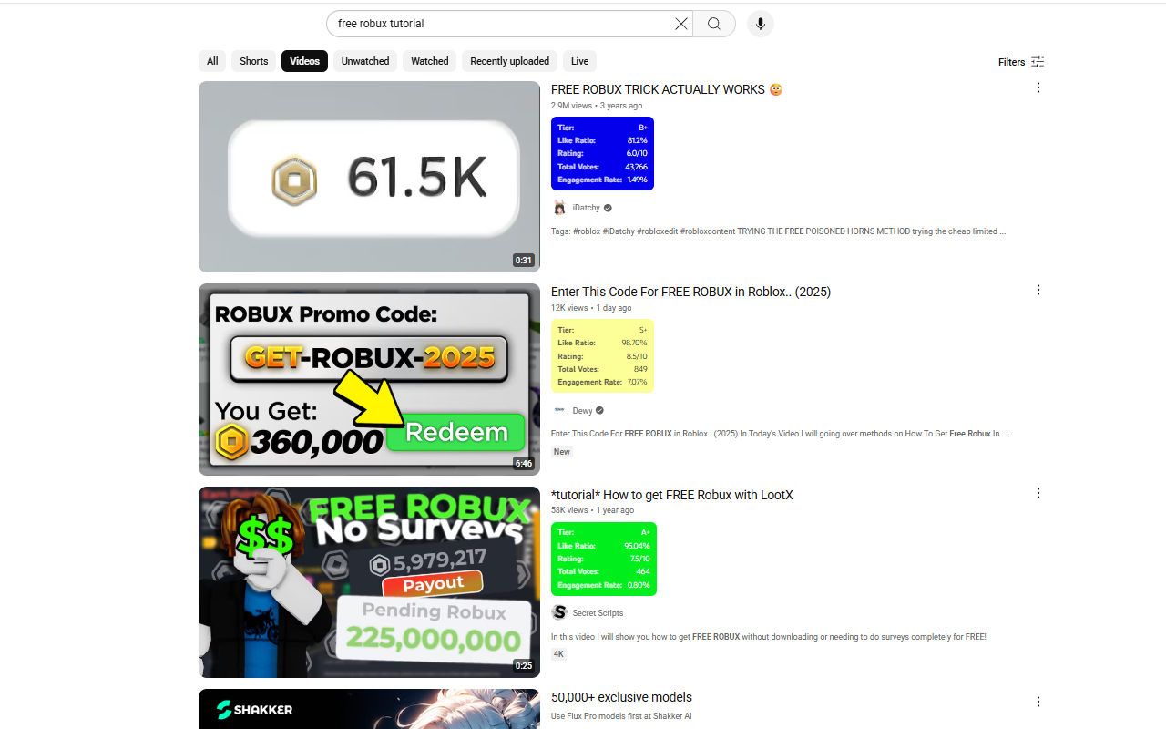 Ratiometro per YouTube - Stanco di clickbait?Ricevi le valutazioni di YouTube oneste. media 1