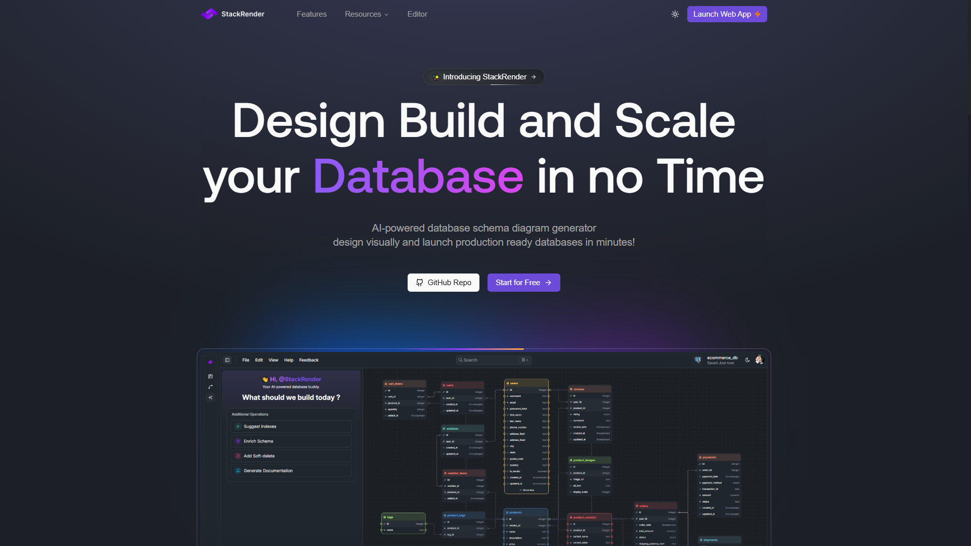 StackRender - Main product screenshot demonstrating key features and user interface