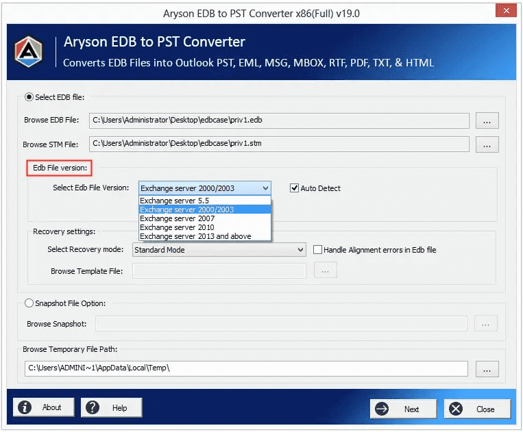 EDB ~ PST 변환기 - Exchange Server EDB에서 Outlook PST로 사서함을 내보내십시오. 미디어 3