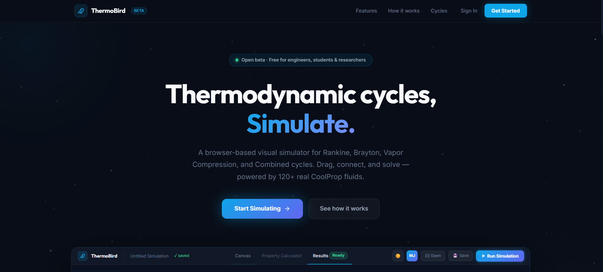 `ThermoBird — Thermodynamic Platform gallery image