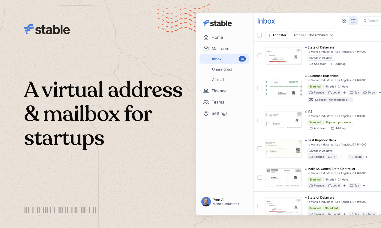 Stable: Virtual Business Address and Mail Management