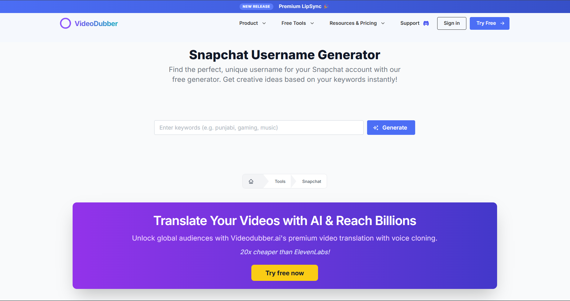 Media Trình tạo tên người dùng Snapchat - Tên người dùng miễn phí & sáng tạo |Videodubber.ai 3