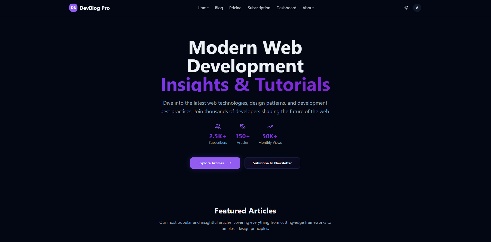 DevBlog Pro - Main product screenshot demonstrating key features and user interface