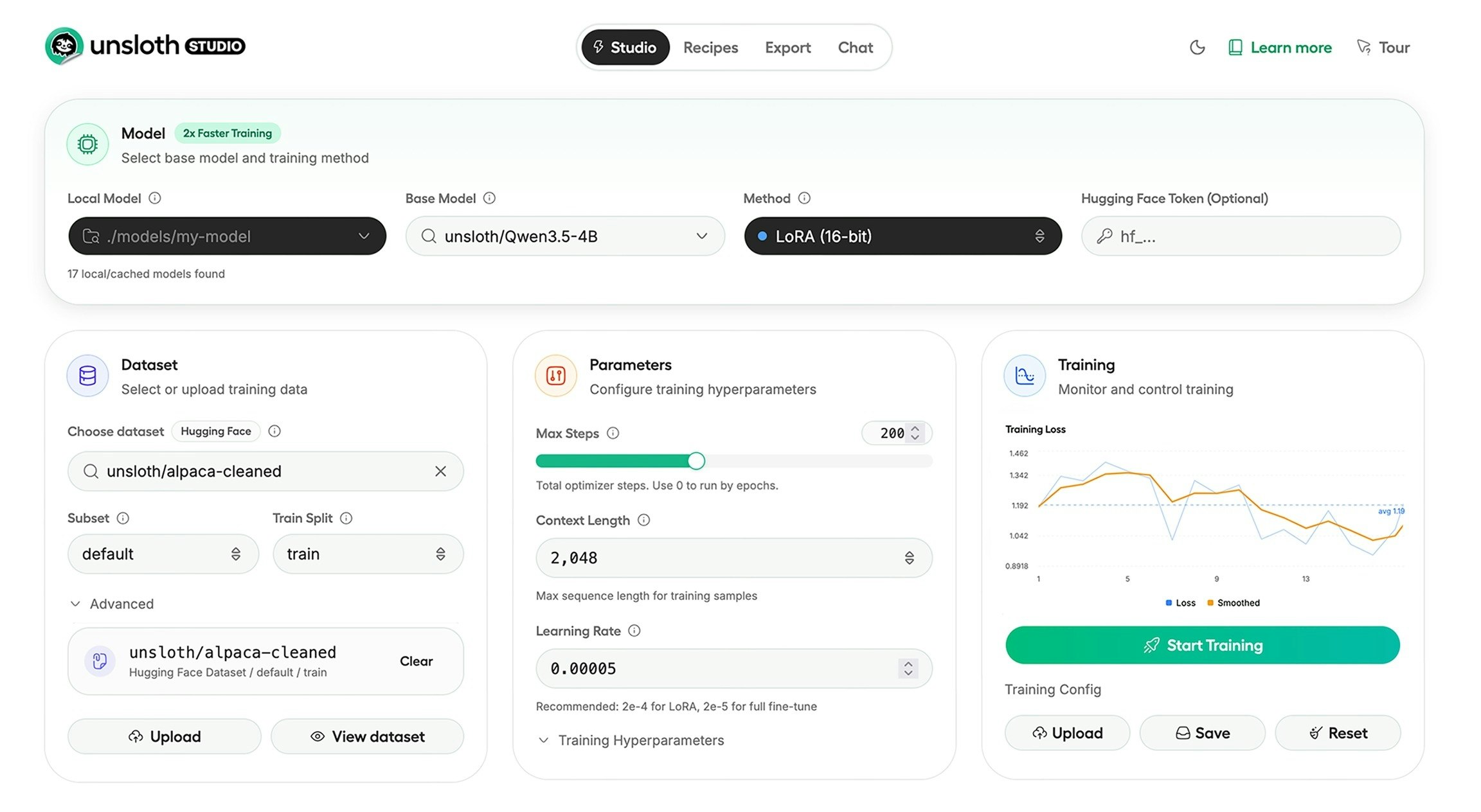 Unsloth Studio gallery image