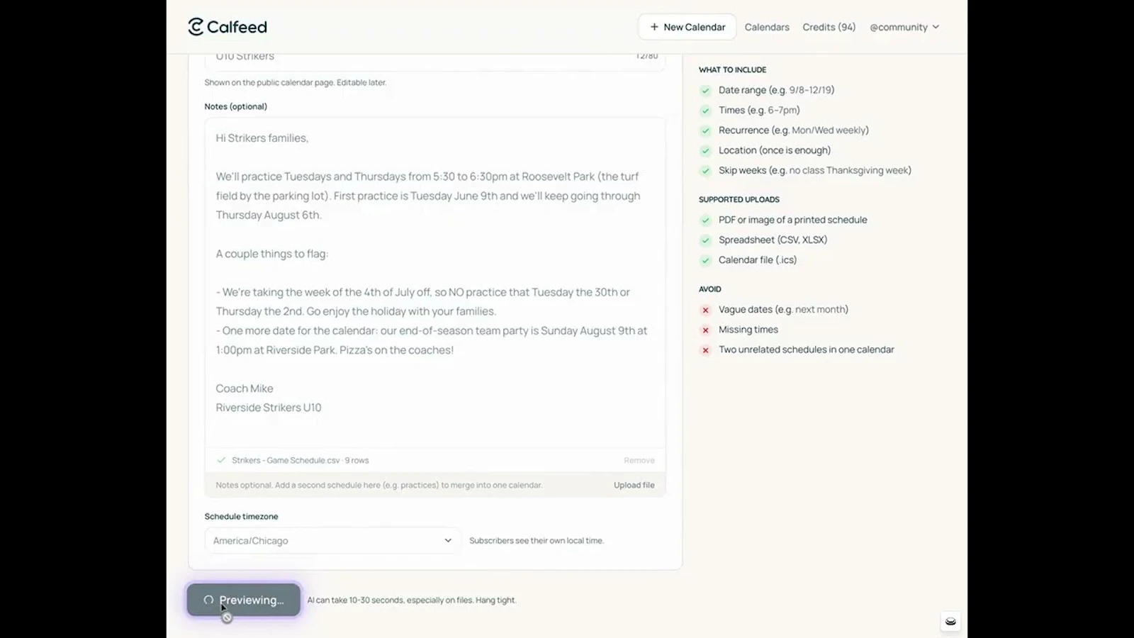 Calfeed screenshot 1 (video preview)