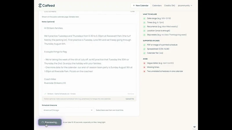 Calfeed screenshot 1 (video preview)