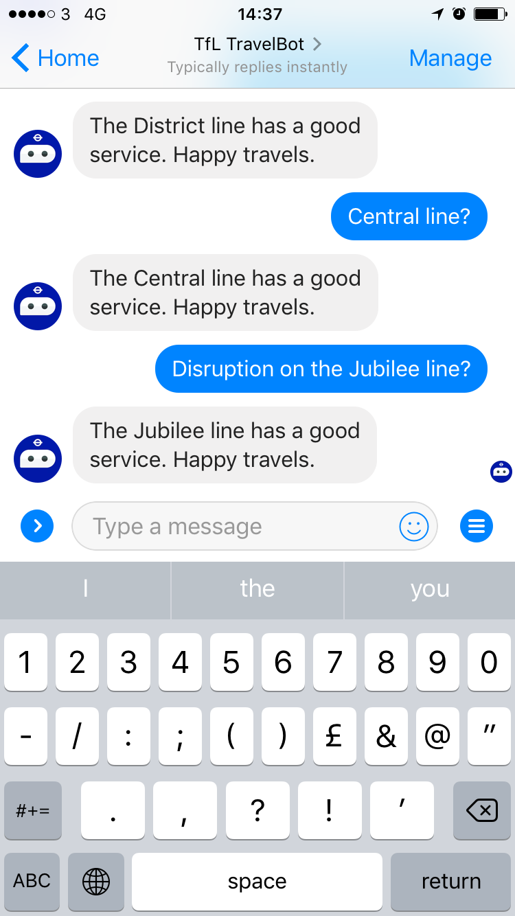 TfL TravelBot gallery image