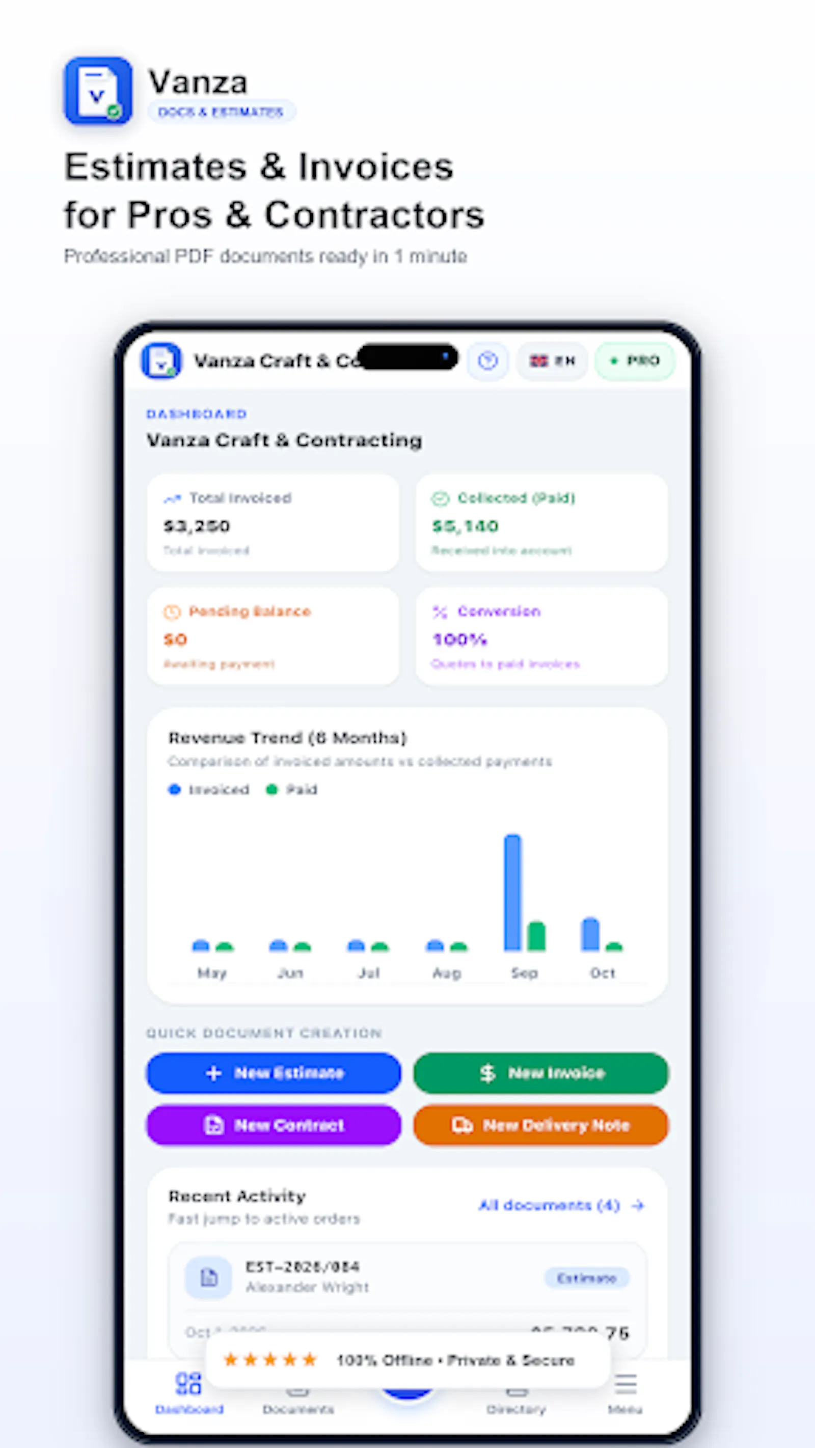 Vanza: Invoice & Estimate Maker screenshot 1