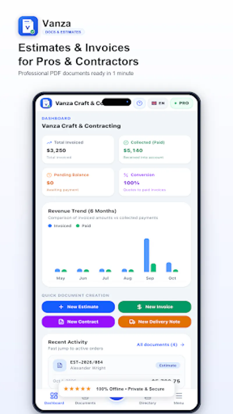 Vanza: Invoice & Estimate Maker screenshot 1