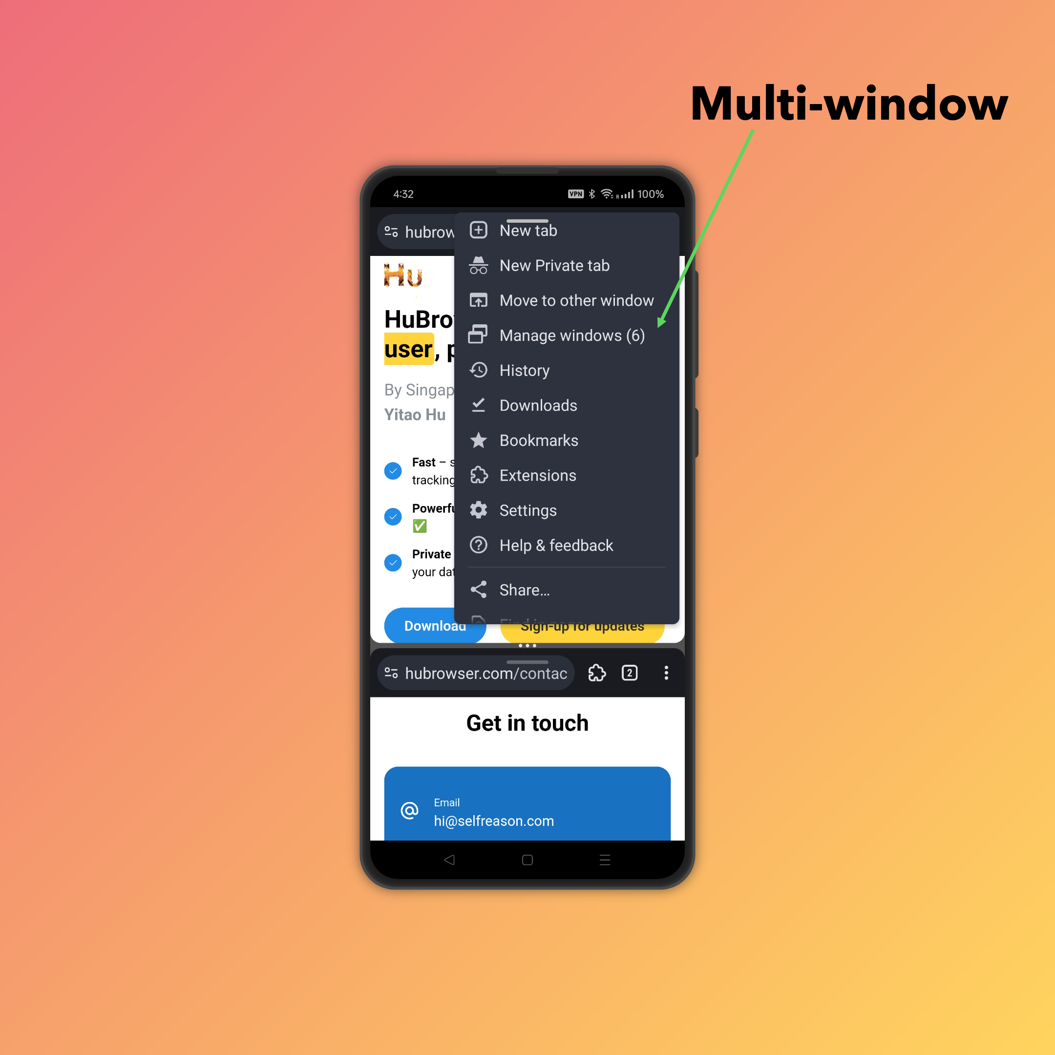 Hubrowser - AdBlock, Extensions 등이있는 0 트래킹 모바일 브라우저 미디어 3