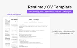 Text Only One Column Resume CV Template media 2