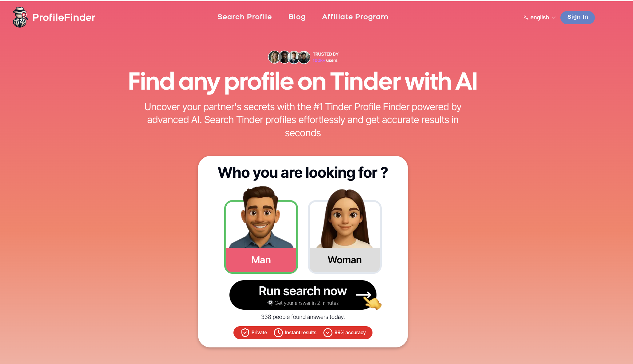 Profilefinder.ai - Arkadaşlık profilleri için AI ile çalışan arama motoru medya 1