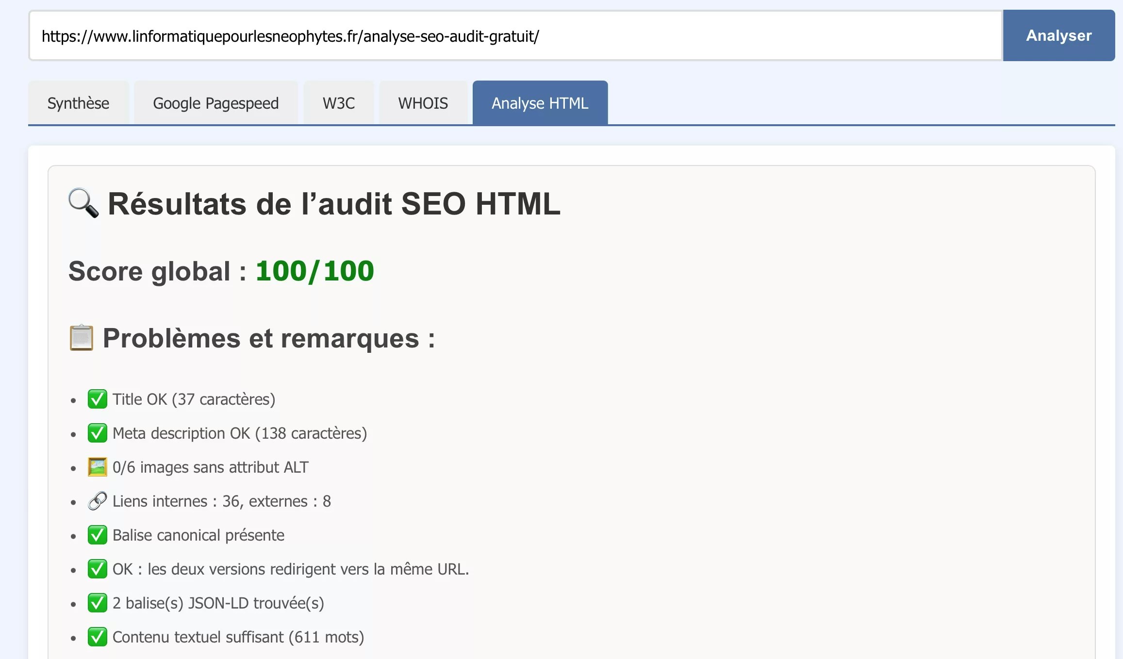 Analyse SEO gratuite pour les néophytes - Main product screenshot demonstrating key features and user interface