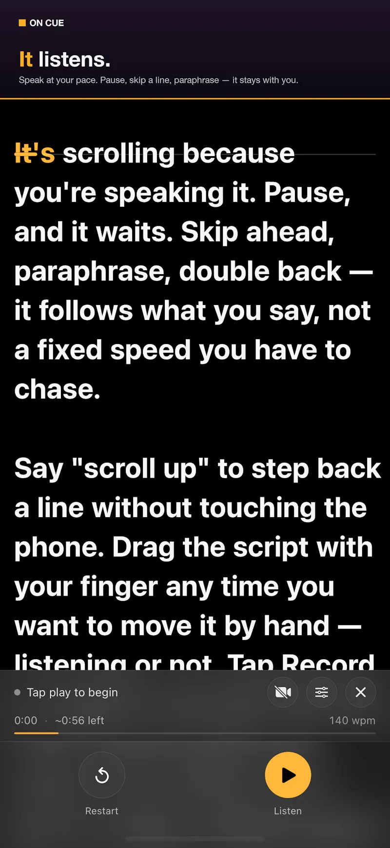 On Cue screenshot 2