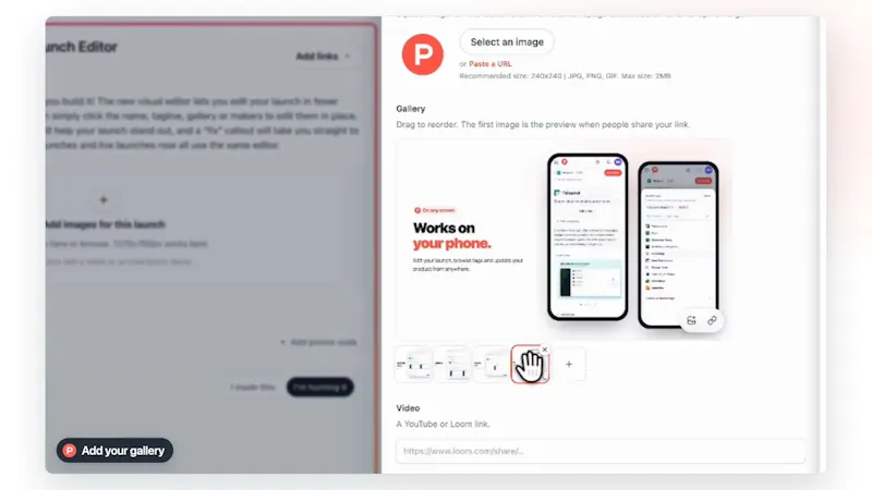 Product Hunt Visual Launch Editor screenshot 2 (video preview)