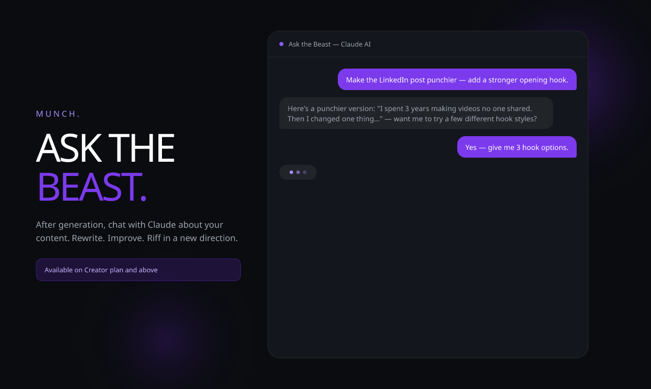 Munch.Video - Screenshot 4 showing product features and functionality