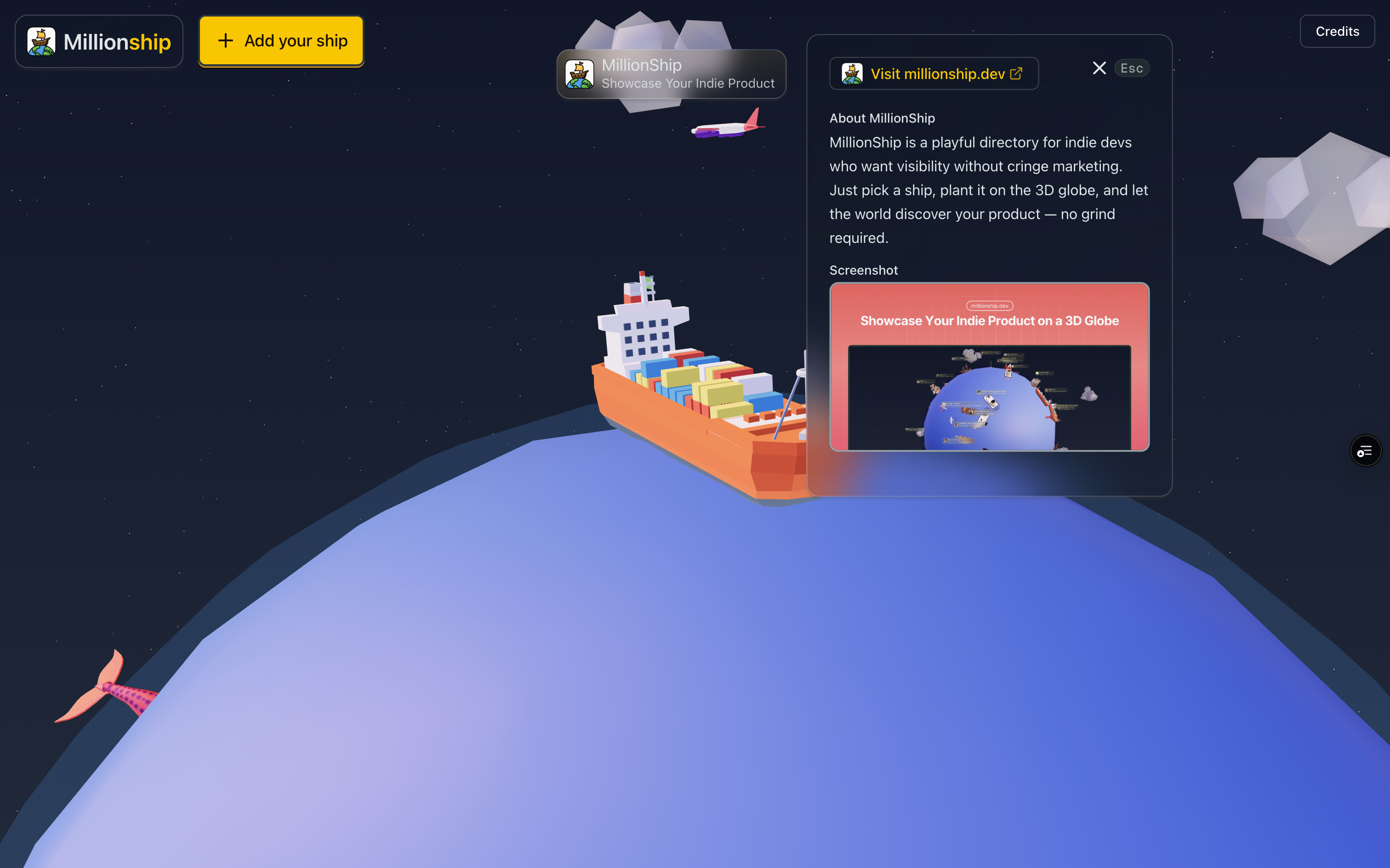 millionship.dev - 인디 데브를위한 장난기있는 디렉토리 미디어 3