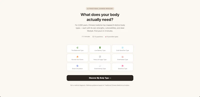 TCM Body Type Quiz screenshot 1