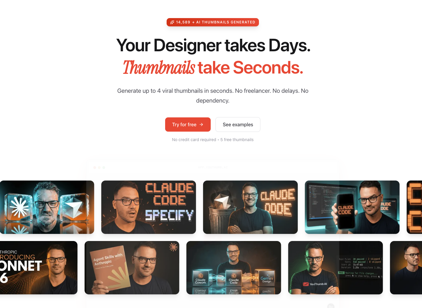 YouThumb.AI - Main product screenshot demonstrating key features and user interface
